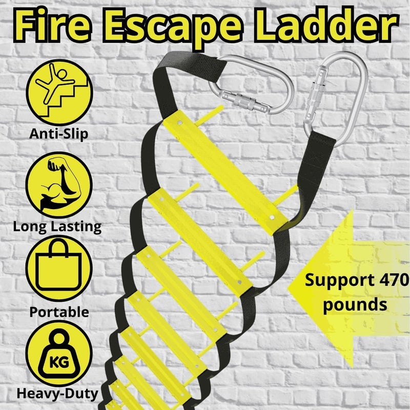 ISOP Fire Escape Ladder 2 Story 13 ft | Rope Ladder Fire Escape for Homes Two-Story | Portable, Foldable & Compact | Emergency Ladder Suitable for Balcony | Emergency Ladders for Second Floor House - Image 4